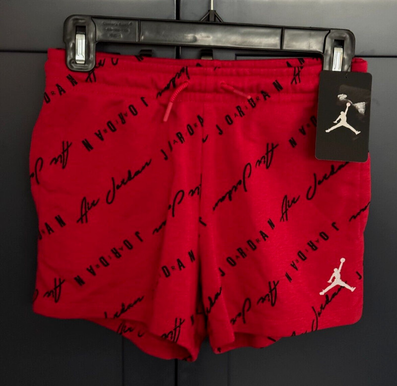 Nike Girls All-Over-Print Sweat Shorts - Size Large (12/13 yrs) - Gym Red