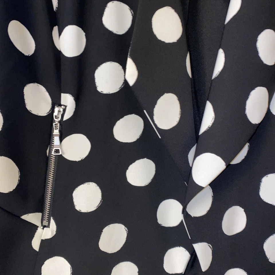 Chaqueta Chicos Mujer 0 Pequeña Negra Blanca Lunares Abierta Manga 3/4 Blazer Elegante Foto 2 de 4