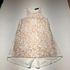 Mink Pink Dress Womens Size XS Cream Floral Patterned Sheer Front Lined Swing