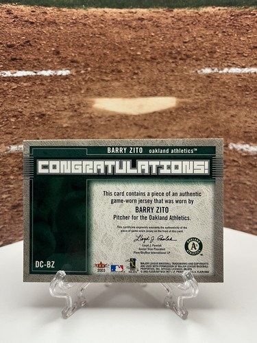 2003 Flair Diamond Cuts Jersey #BZ Barry Zito JERSEY RELIC ATHLETICS - Picture 2 of 2