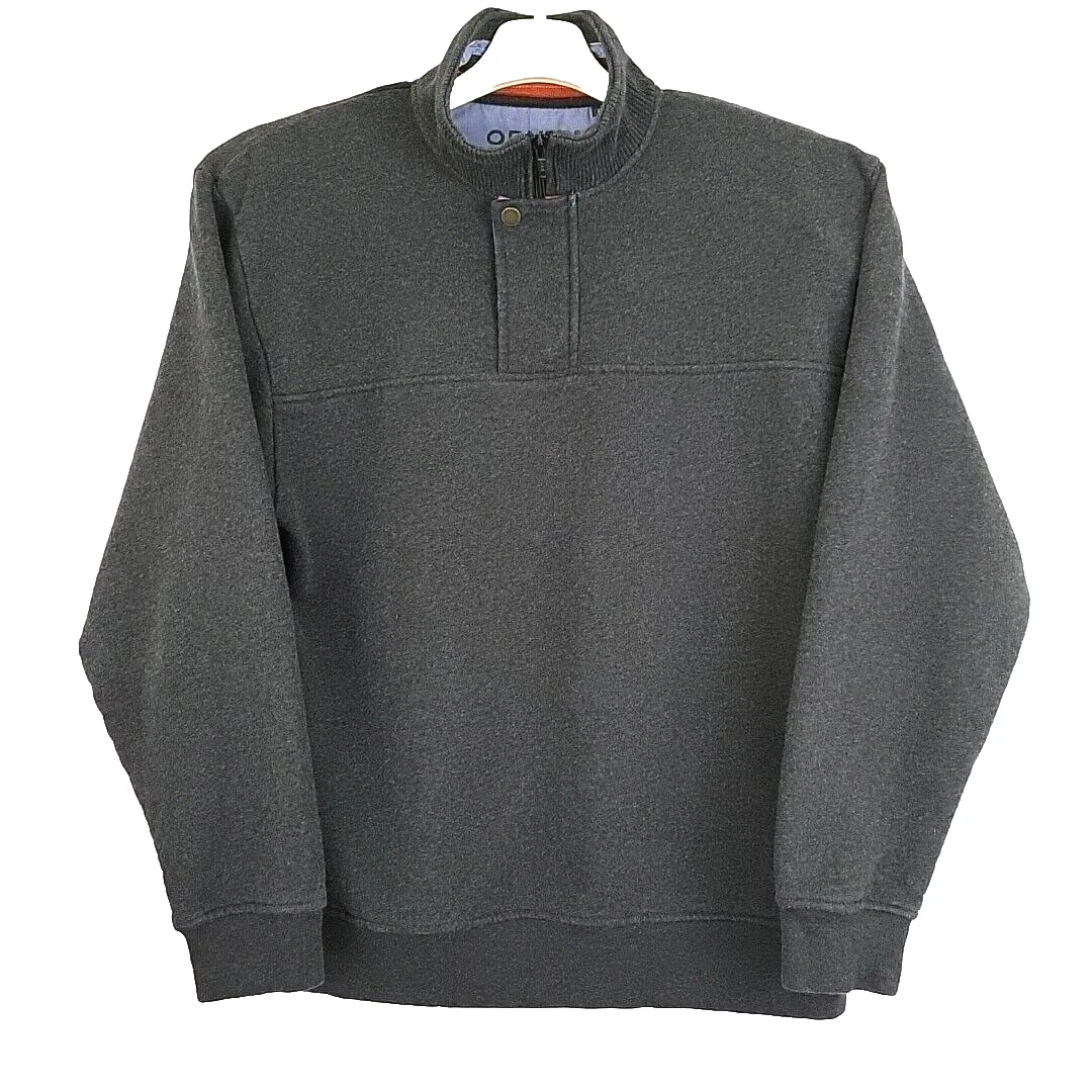 Orvis 1/4 Zip Pullover Sweatshirt Men Sz Medium Gray Fleece Lined Stand Collar M