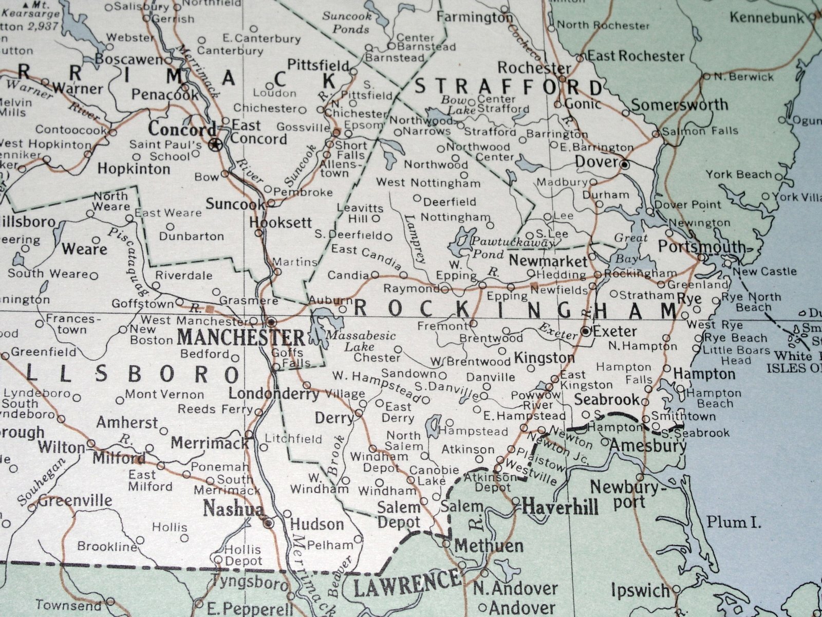 1949 VINTAGE OF NEW HAMPSHIRE MANCHESTER / VERSO NEVADA LAS VEGAS RENO