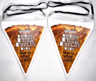 (LOT OF 2) Fancy Pants Funtime THE REAL PIZZA POCKET TO GO Necklace >Zips Shut