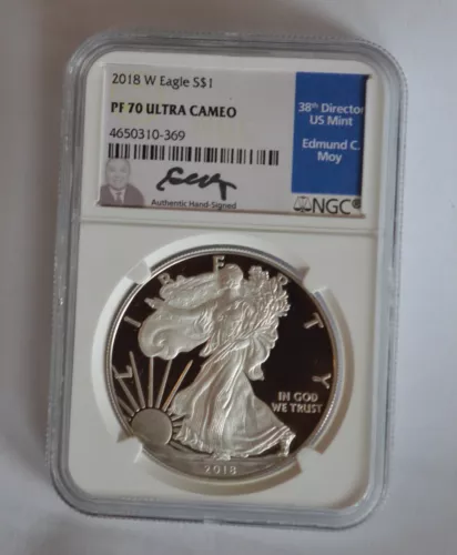 2018-W Silver Eagle NGC PF70 Ultra Cameo Proof - Ed Moy Signature Series