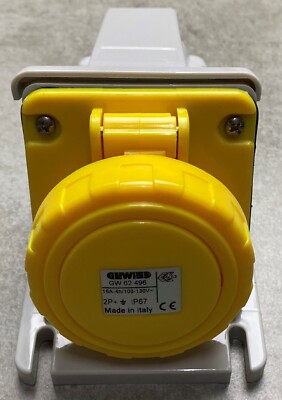 GEWISS GW62496 90 Degree SURFACE Socket Outlet, IP67, 2P + E, 16A, 100-130V