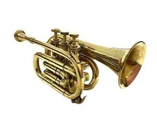 Brass Finish Vintage Trumpet Bb Pocket Trumpet 3 Valve Mouthpiece Working