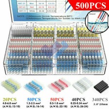 500X Waterproof Solder Seal Heat Shrink Wire Butt Terminal Connectors Kit US