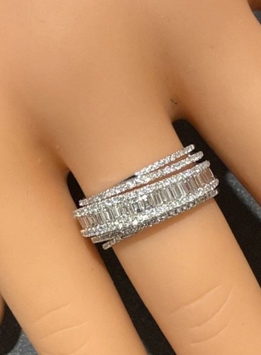 72%off 1.50ctw Round Baguette Natural Diamond Crossover Ring Band 14K White Gold
