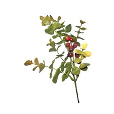 5- Faux eucalyptus red berry picks wreath garland decoration greens berries pick