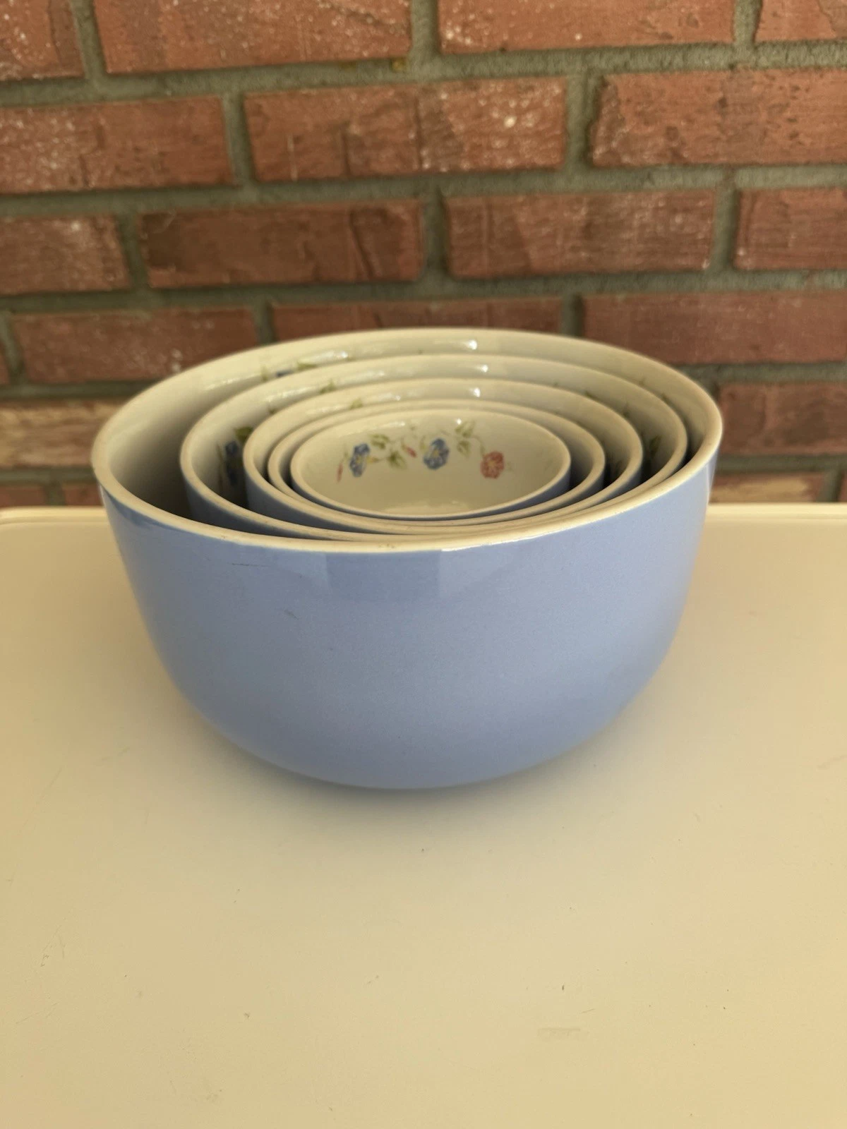 Vintage Hall's Superior Quality Kitchenware Morning Glory Nesting Bowls Set of 5