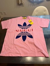 ADIDAS x GUCCI LOGO CREWNECK T-SHIRT PINK MEN'S SIZE L Unused
