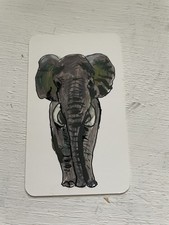 ACEO Original Watercolour And Ink elephant Painting Signed By Artist