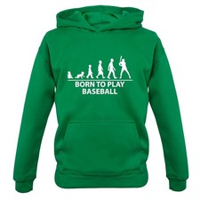 Born To Play Baseball - Kids Hoodie / Sweater - Base Ball Player Fan Love Bat