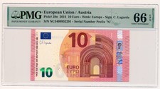 EUROPEAN UNION (AUSTRIA) banknote 10 Euro 2014 PMG MS 66 EPQ Gem Uncirculated