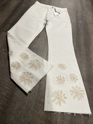 Desigual Flared Cropped Jeans White Denim Size 36 (US 2) - NEW