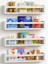 Floating Nursery Book Shelves for Wall Set of 4, Wall Bookshelf for Kids Room