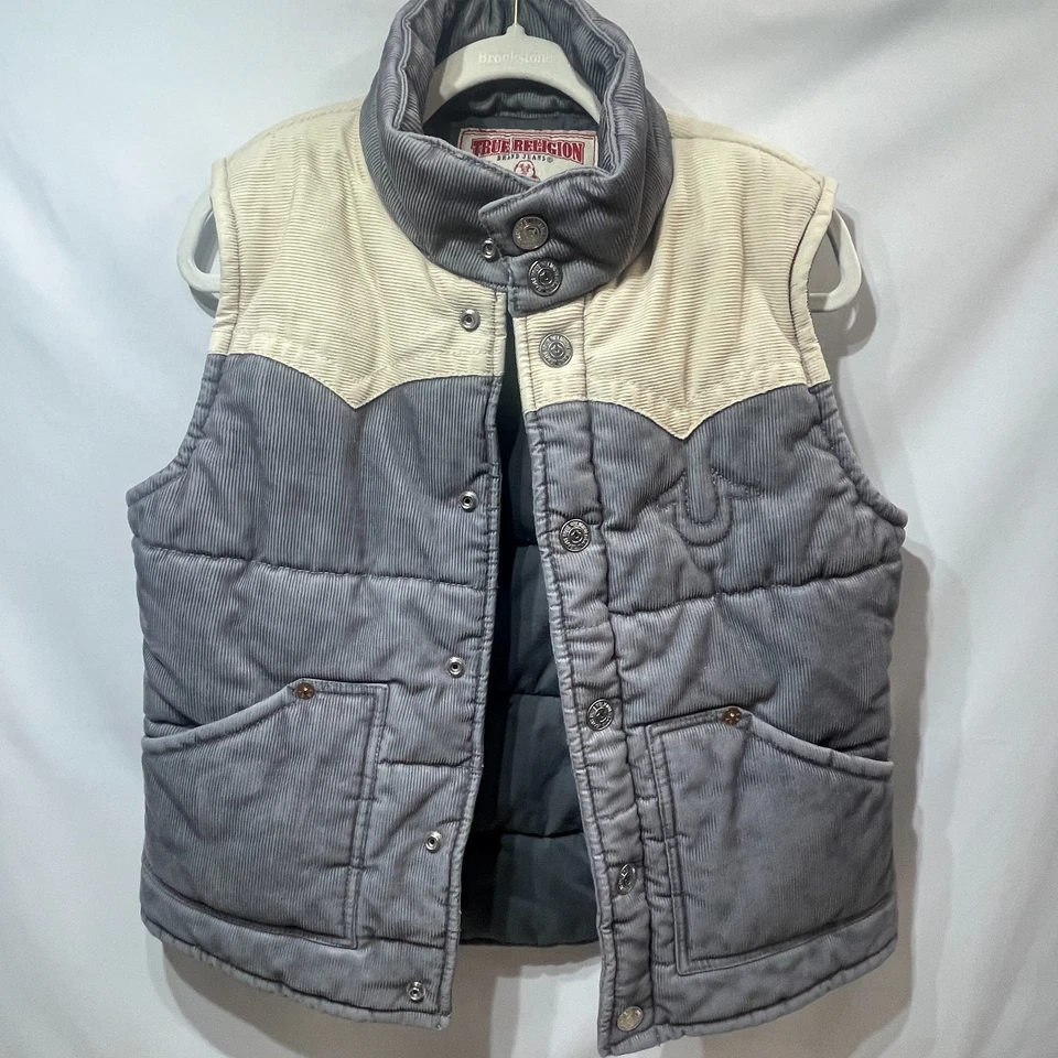 Chaleco Chaqueta True Religion Carter Logo Dos Tonos Pana Hombre’s Talla Grande Foto 4 de 4