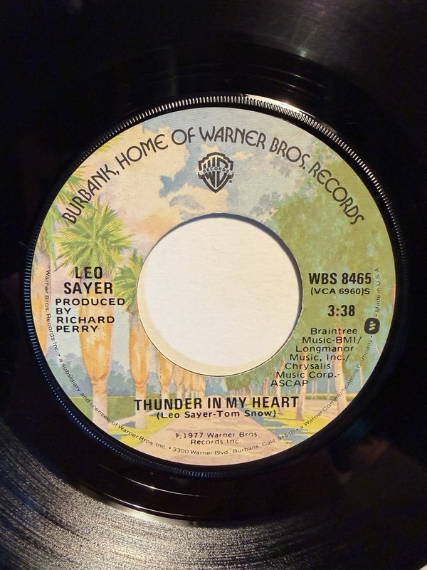 Leo Sayer “Thunder In My Heart” Warner Brothers 7” 45 Strong VG+