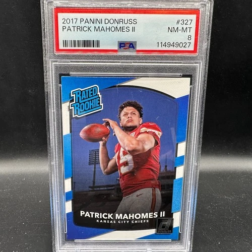 PATRICK MAHOMES II Rated Rookie Card PSA 8 2017 Panini Donruss #327 KC Chiefs