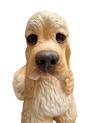Sandcast 1989 COCKER SPANIEL Dog Figure Blonde 9X8X5 Canine Collectible Signed