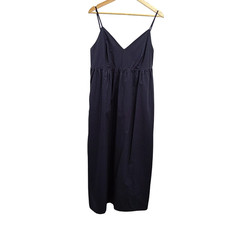 Quince 100% Organic Cotton Sleeveless Maxi Dress Navy Basic Sleeved M
