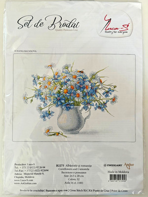 Luca S Cross Stitch Kit - CORNFLOWERS AND CAMOMILE #B2275 Made in Moldova