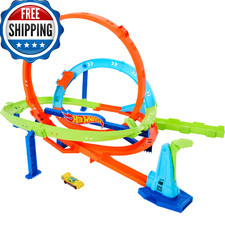 Hot Wheels Toy Car Track Set Action Loop Cyclone Challenge 18-In Tall 2 Ways To