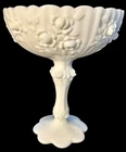 Vintage Fenton White Milk Glass “Cabbage Rose” Pedestal/Compote Candy dish