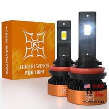 H11 Fog Light, 50000LM Pure White 6000K Bulbs, Plug  Play IP68 H11 H8,H9 