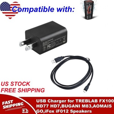 USB Charger for TREBLAB FX100 HD77 HD7,BUGANI M83,AOMAIS GO,iFox iF012 Speakers