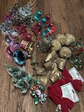 Vintage Christmas Craft Lot Bells Bows 36 Pieces
