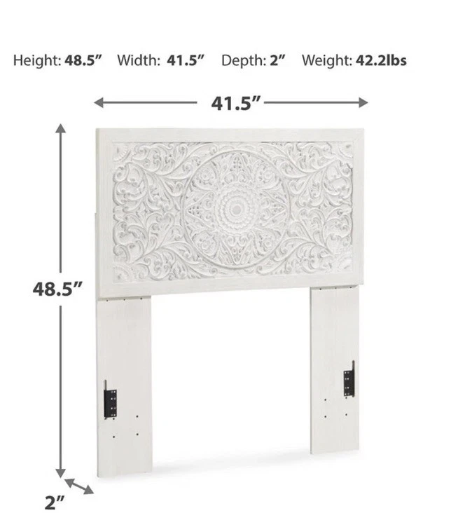 Signature Design by Ashley Traditional Paxberry Twin Panel Headboard, Whitewash - Image 4 of 4