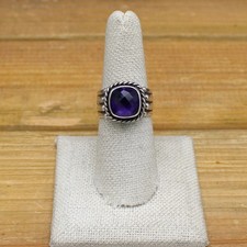 Vintage Sterling Silver Beautiful Faceted Amethyst Ring Size 7.75