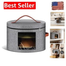 Stylish Round Felt Hat Storage Box with Clear Window - Perfect for Brimmed Hats