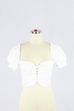 Aritzia SUNDAY BEST Lolita White Cotton Poplin Lace Up Corset Blouse, Size XS