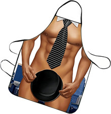 Hilarious Muscle Man Apron for Men - Adjustable Waterproof BBQ Apron, White Elep