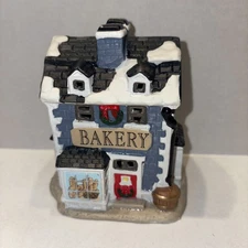 Cindy Blue Bakery Porcelain Mini House (4.25"H) Christmas Village Vintage 1980s
