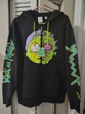 Puma x Rick and Morty Zip Up Hoodie, 537098 01, Black Brand New With Tags