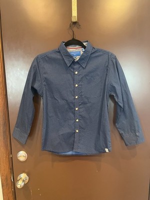 Perry Ellis Button Up Dress Shirt Boy 8 Long Sleeve Blue Checked