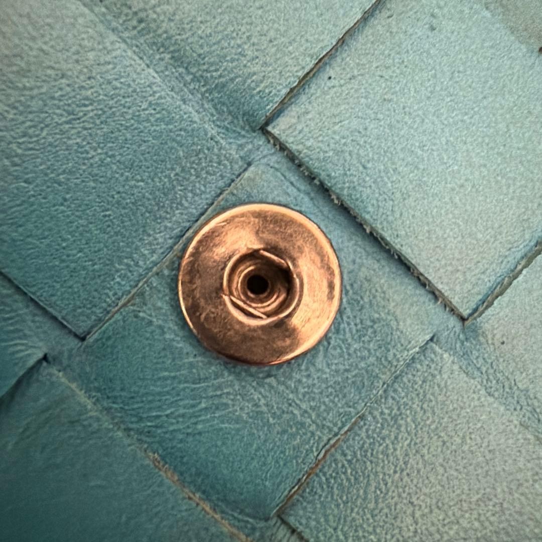 Bottega Veneta Tri-Fold Wallet Leather Light Blue Used Italy Card Coins Japan thumbnail 7