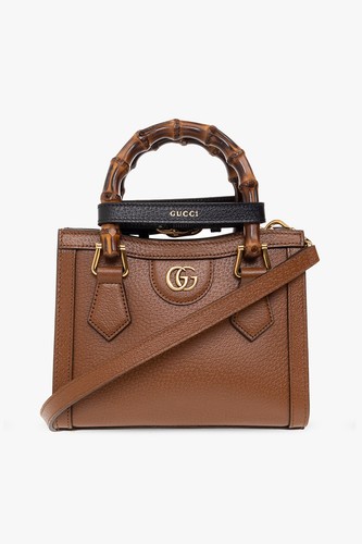 GUCCI Diana Mini Brown Leather Top Handle Bag New & Authentic