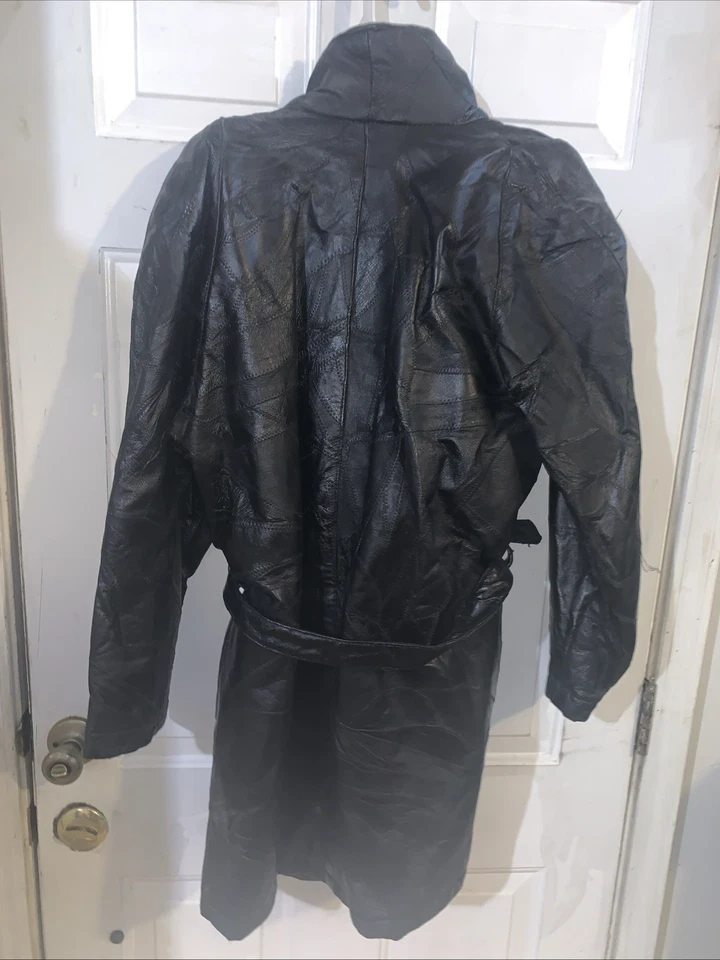 Gabardina de Colección Navarra Cuero Negro Genuino, Forrada Talla XL/usada Foto 2 de 4