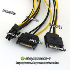 1pc 2x SATA 15 Pin Male to 6 2 Pin 8Pin PCI-E Express Video Power Adapter Cable