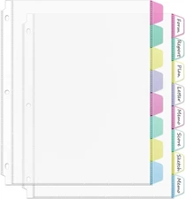 HABGP16PCS/2 Set 3 Ring Clear Binder Dividers with Tabs, 8.5 x 2 (16 Pcs) 