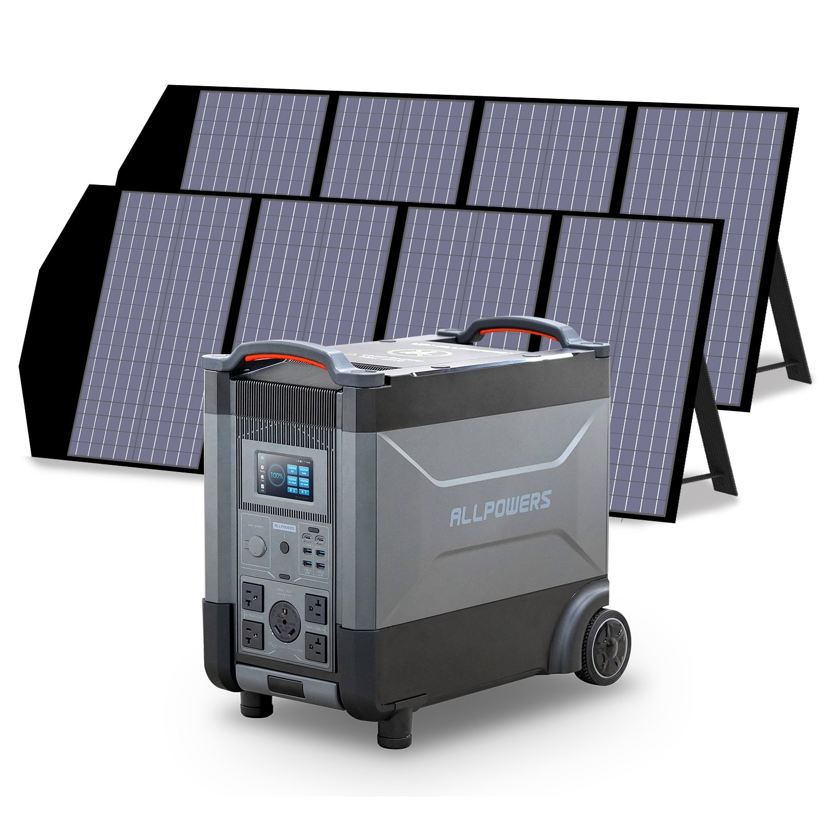 ALLPOWERS 4000W 3456Wh LiFePO4 Portable Power Station with 2X 140W Solar Panels