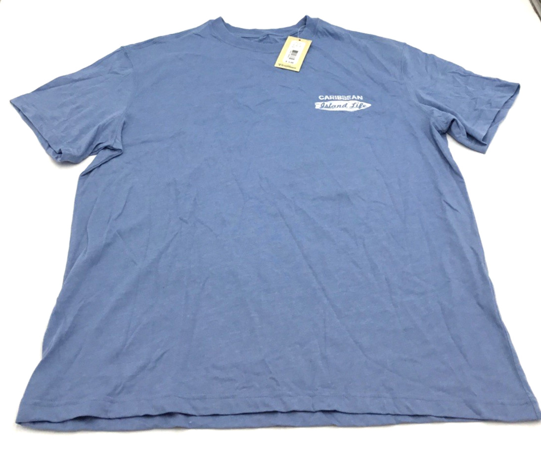 Caribbean Round Tree and Yorke Mens Short Sleeve Tee in Dusty Blue Size Large 4790₽