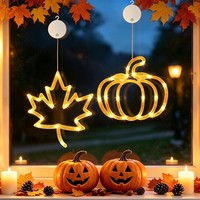 Herbstdeko Fensterlichter LED Ahornblatt KüRbis FüR Fenster Dekoration