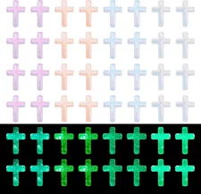 50Pcs Glow in the Dark Resin Cross Beads Random Color Kandi Pastel Crucifix Foca