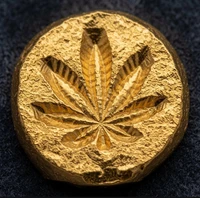 1 Gram Solid 24ct Gold Cannabis Bar 999.9 Fine Pure Bullion AU Ganja Weed 420