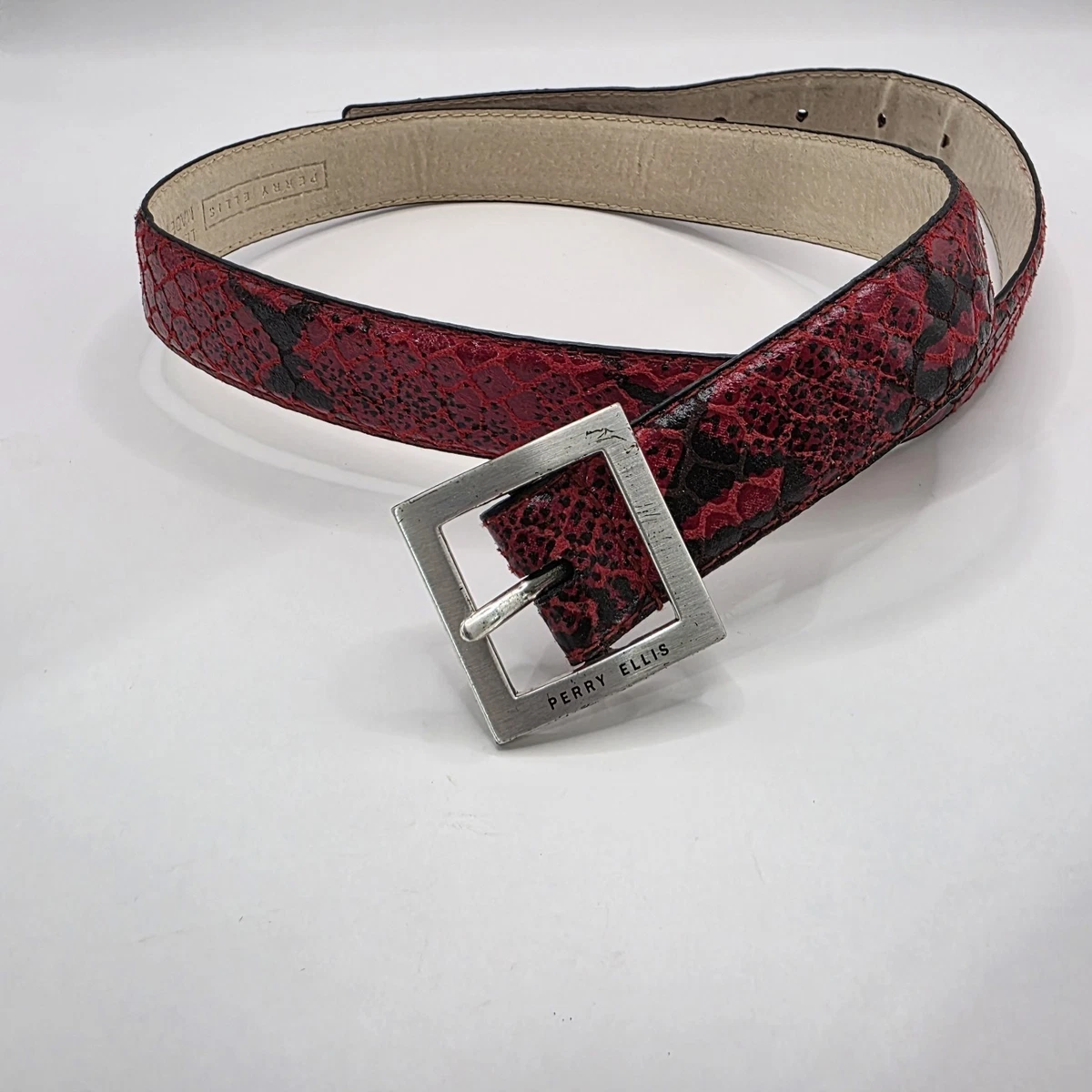 LB Belt Co. Women\'s Genuine Red Snakskin Belt MED with Gold Embellishments NWT L.B. Belt Company Women main image 4